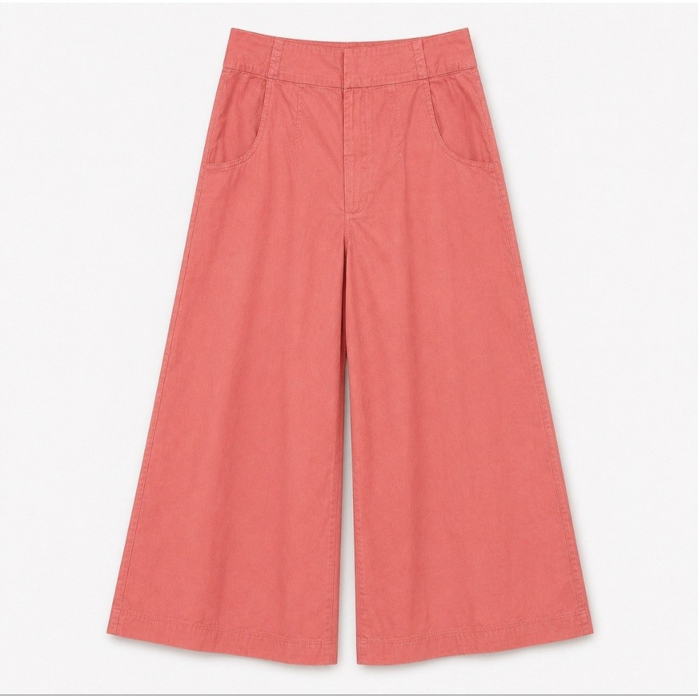 Free People Faded Coral Wide Leg Cotton Culotte Pants Size 12 OB1404759